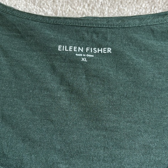 Eileen Fisher silk blend 3/4 sleeve whisper thin top moss-green size XL - Picture 2 of 5